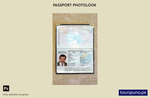 Plantilla de apariencia de foto de pasaporte de Botswana lista para imprimir